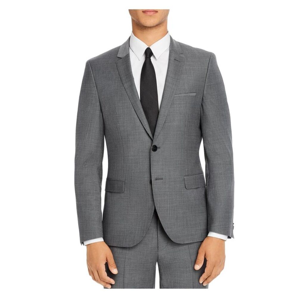 HUGO BOSS Mens Gray Single Breasted Stretch Suit Separate Blazer Jacket 38R